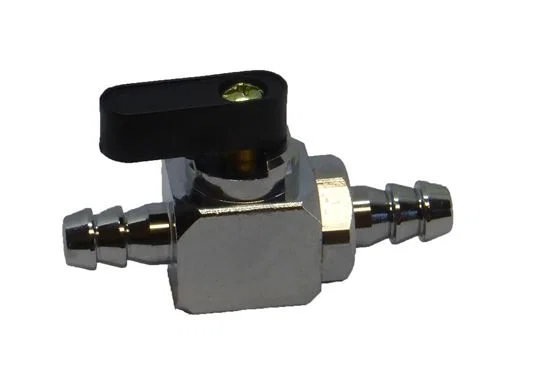 119-5590 – HELIX RACING Fuel Shut Off Valve, In-Line Fuel Valve 2 Port 3/16 Inch Barb Chrome Plated Brass Single With...